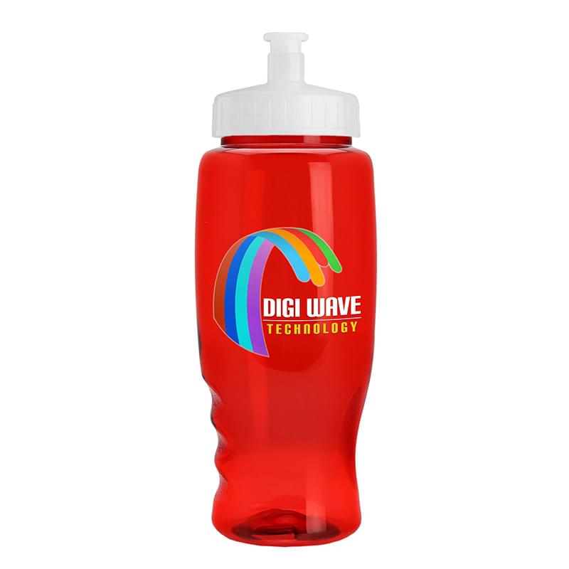 27 oz. Poly-Pure Transparent Bottle - Push Pull Lid - digital imprint