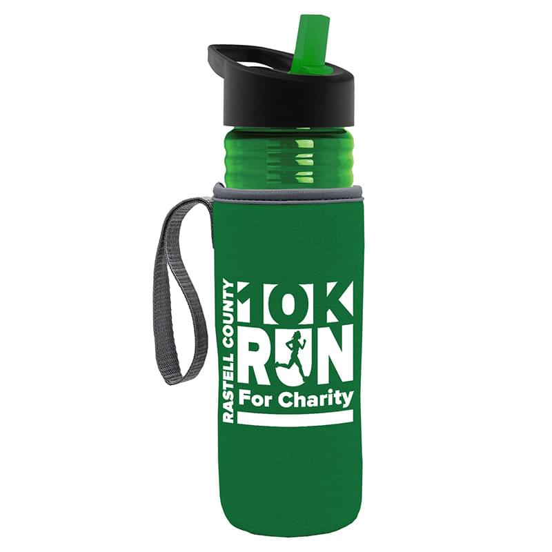 Garyline® Lifeguard Bottle with Flip-Straw Lid and Insulated Caddy - 24 oz.