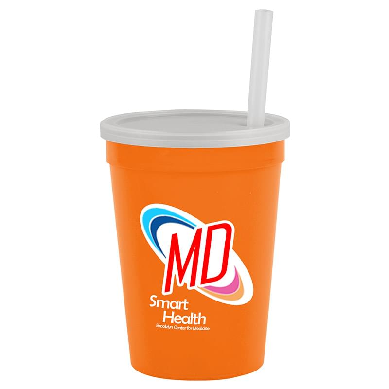 12 oz Cup with Lid & Straw - Digital