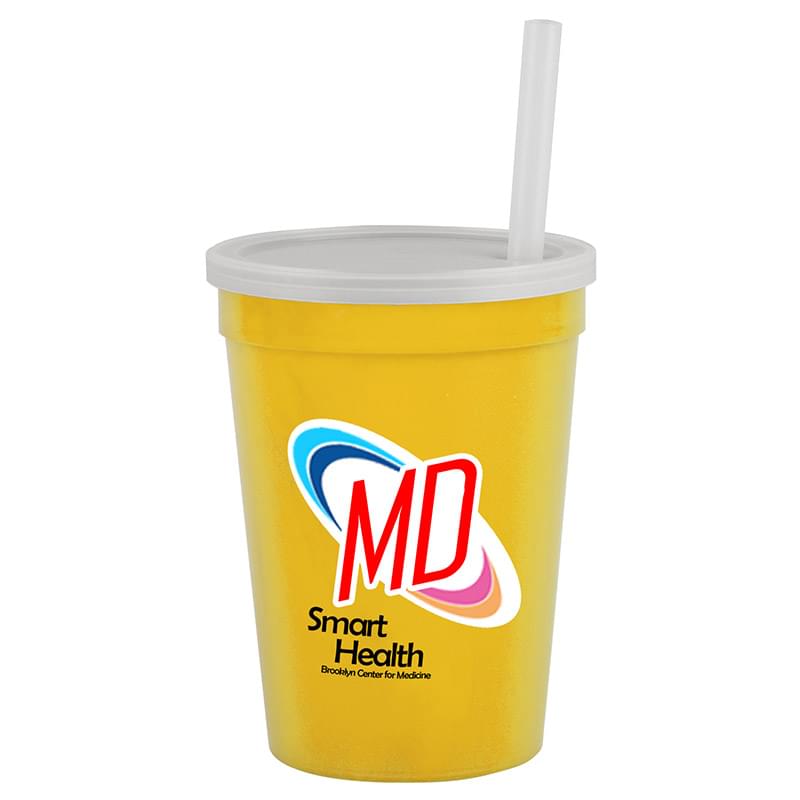 12 oz Cup with Lid & Straw - Digital