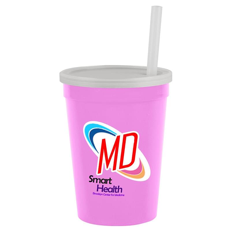 12 oz Cup with Lid & Straw - Digital