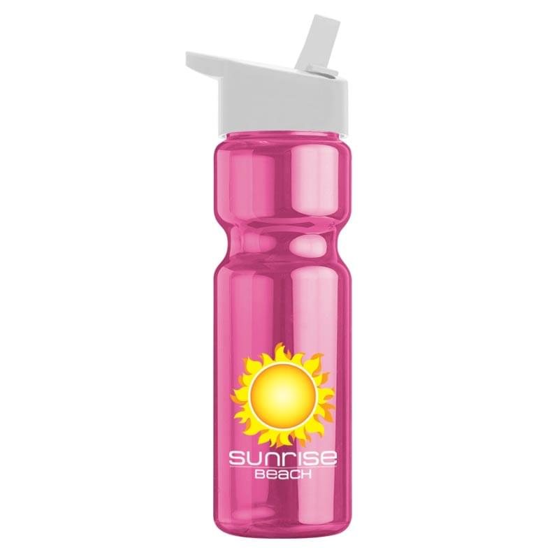 28 oz. Transparent Sports Bottle - Flip Straw Lid - - digital imprint