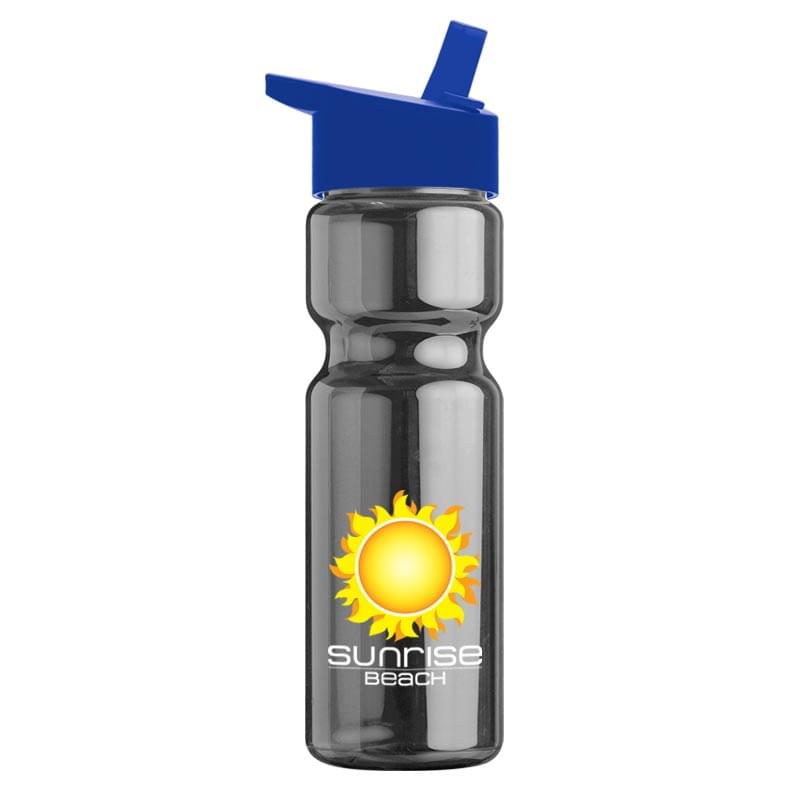 28 oz. Transparent Sports Bottle - Flip Straw Lid - - digital imprint