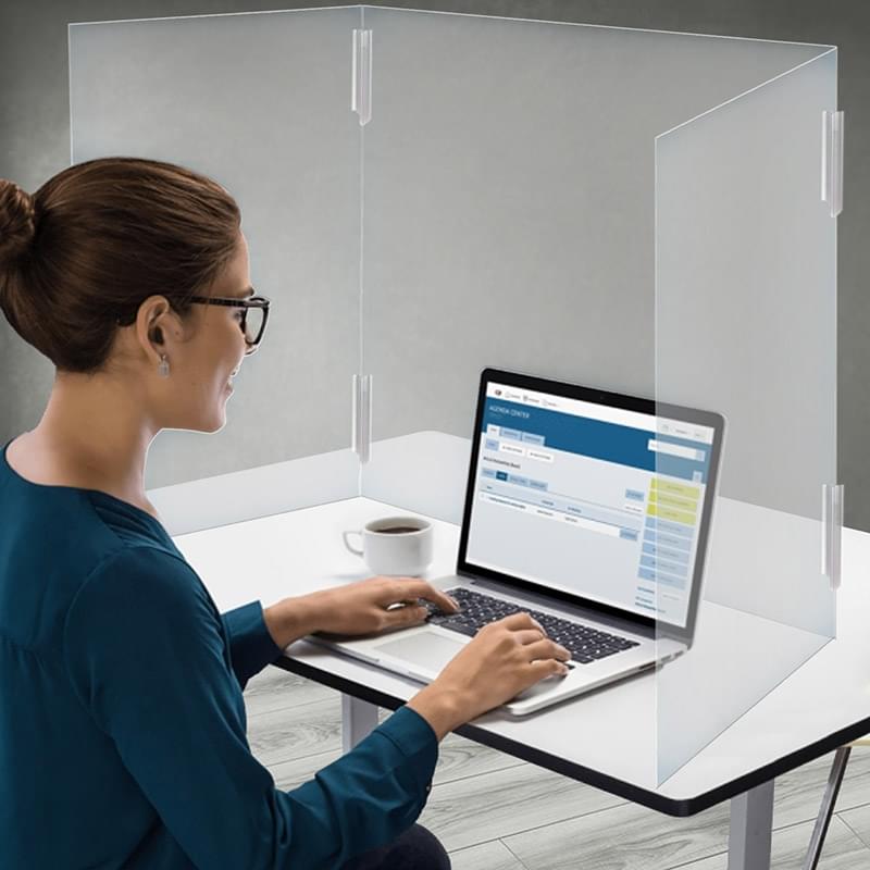 23.5" x 23.5" 3-Panel Desk Shield with Hinges