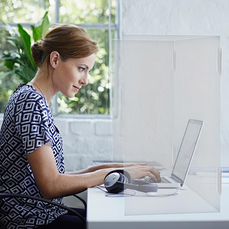 23.5"H x 31.5"W Foldable 3-Panel Desk Shield