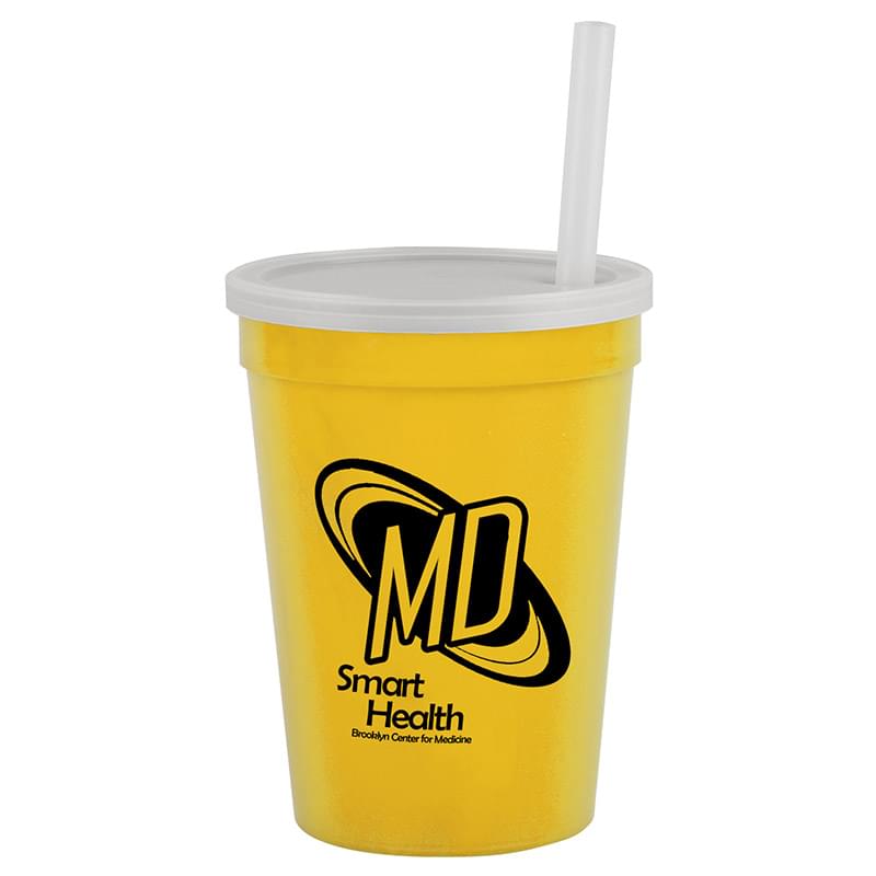 12 oz Cup with Lid & Straw