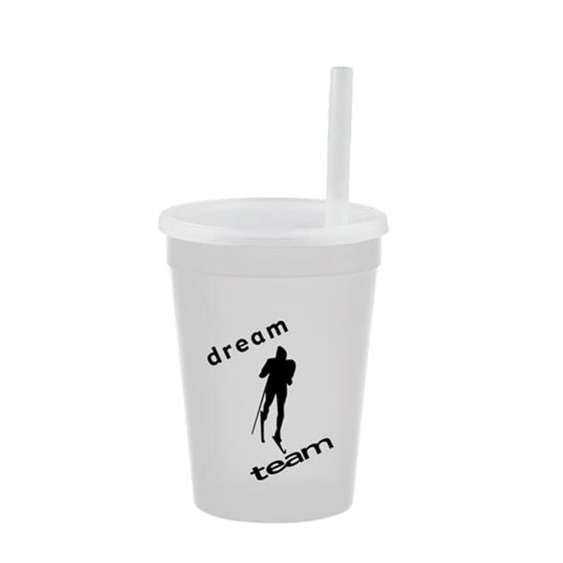 12 oz Cup with Lid & Straw