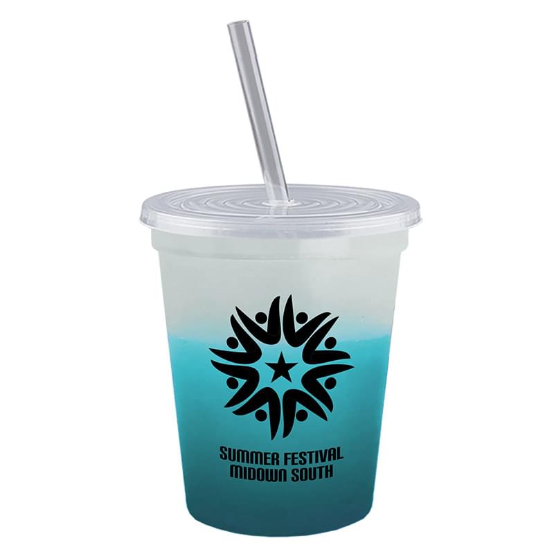 16 Oz. Cool Color Change Straw Cup