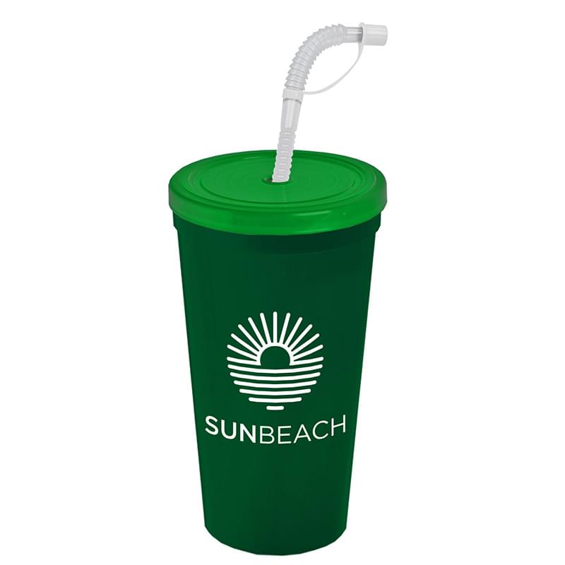 24 oz. Stadium Cup with Flex Straw and Lid