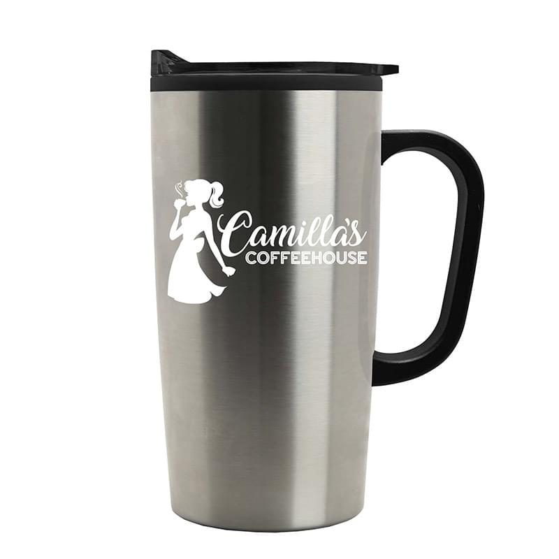 The General - 18 oz. Stainless Steel Straight Wall Tumbler with Polypropylene Liner and Handle