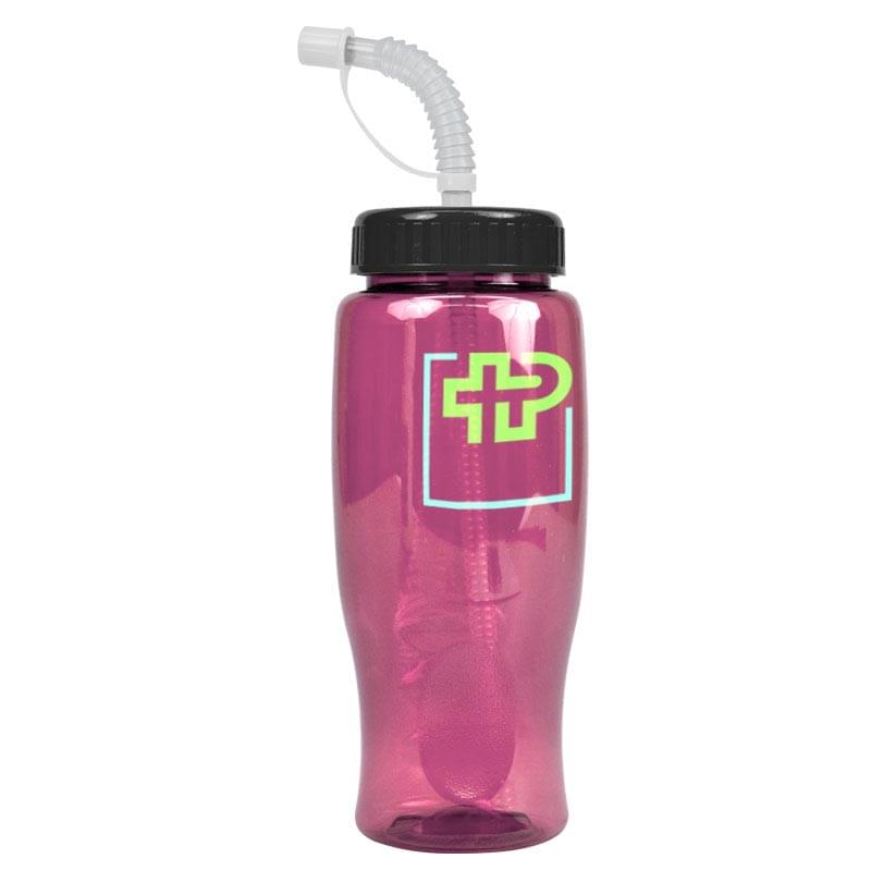 27 oz. Poly Pure Transparent Sports Bottle - Straw Lid