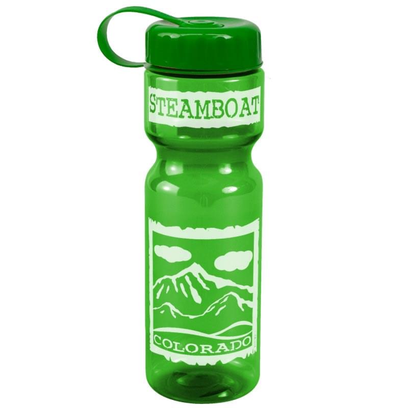 Champion 28 oz. Transparent Travel Sports Bottle - Tethered Lid