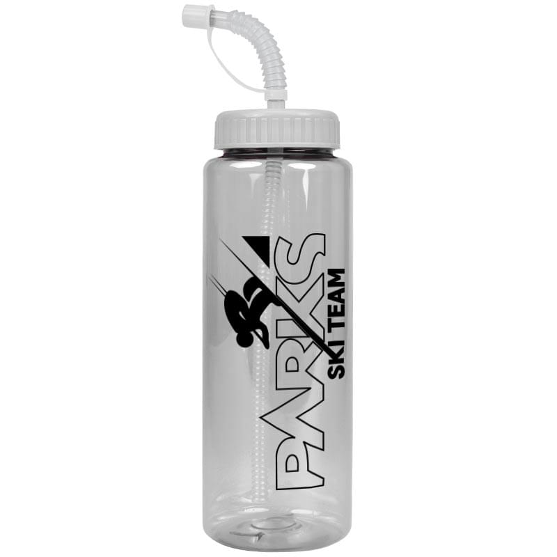 Guzzler 32 oz. Transparent Sports Bottle - Straw Lid