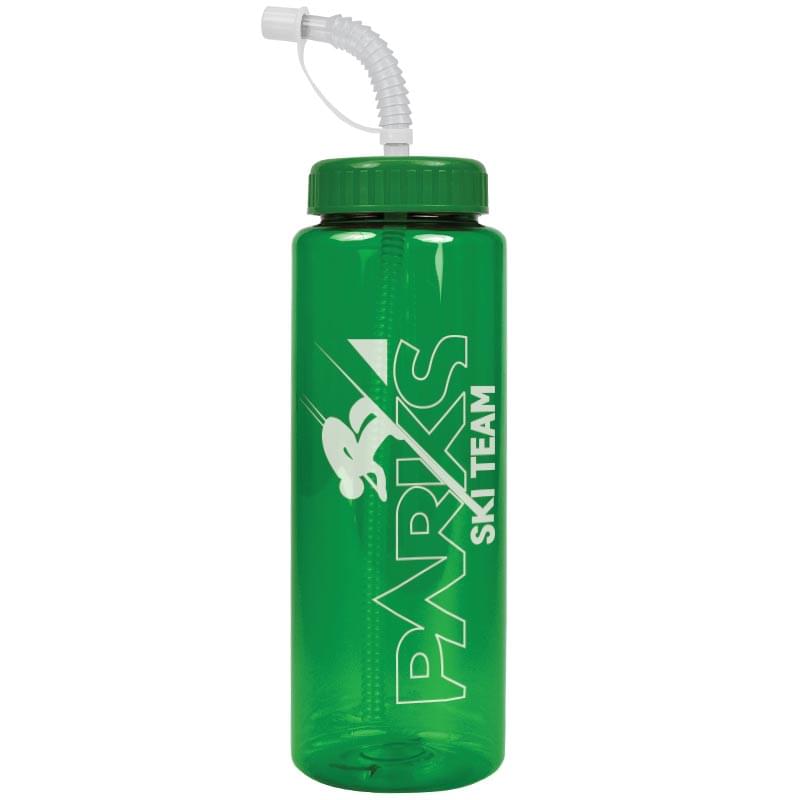 Guzzler 32 oz. Transparent Sports Bottle - Straw Lid