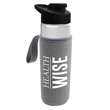 Garyline® Wave Tritan® Bottle with Drink-Thru Lid and Insulated Caddy - 24 oz.