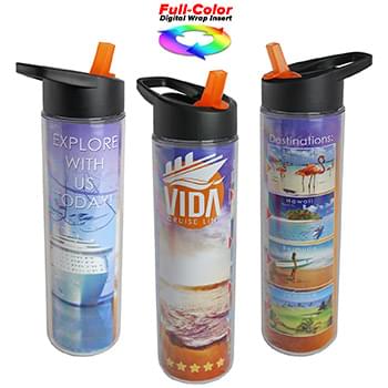 Full Color Wrap 16 Oz. Insulated Bottle with Flip Straw Lid