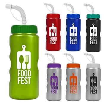 Mini Peak - 22 oz. Metalike bottle with Straw lid