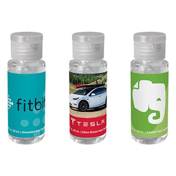 2 OZ. CLEAR SANITIZER IN CYLINDER BOTTLE W/CLEAR FLIP TOP