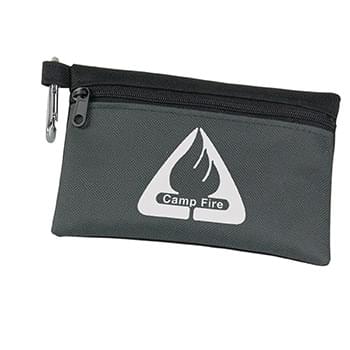 Garyline® Two-Tone Polyester Zip Pouch with Carabiner