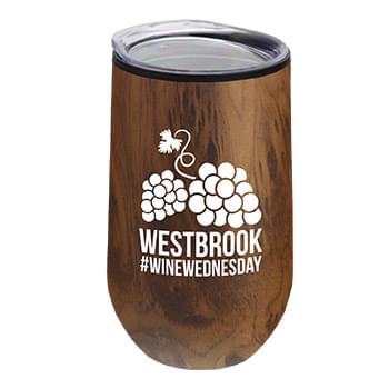 The Woodtone Concord - 14 Oz. Tall Stainless Steel Woodtone Wine Glass With Polypropylene Liner